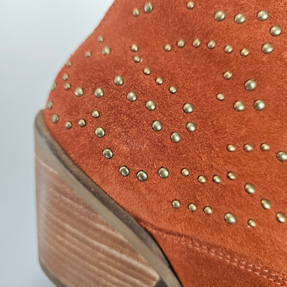 Dingo Burnt Orange Suede Studded Western‎ Ankle Boots Size 10 Cowgirl Booties - Picture 10 of 11